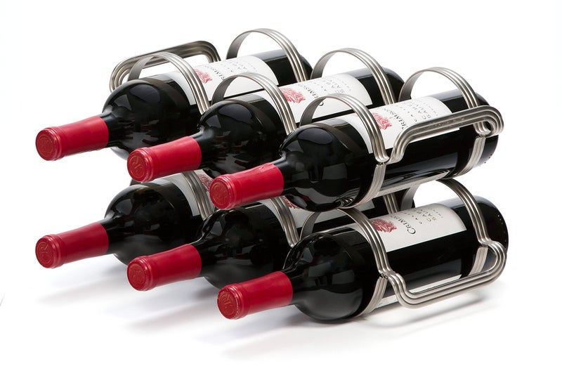 Mango Steam 6 Bottle Counter-top Wine Rack - Storage Organizer for Kitchen Countertops, Pantry, Fridge - (Silver) - Image 1
